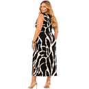 Vestido Midi Plus Size Regata Com Fenda Viscolycra Preto e Branco