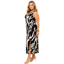 Vestido Midi Plus Size Regata Com Fenda Viscolycra Preto e Branco