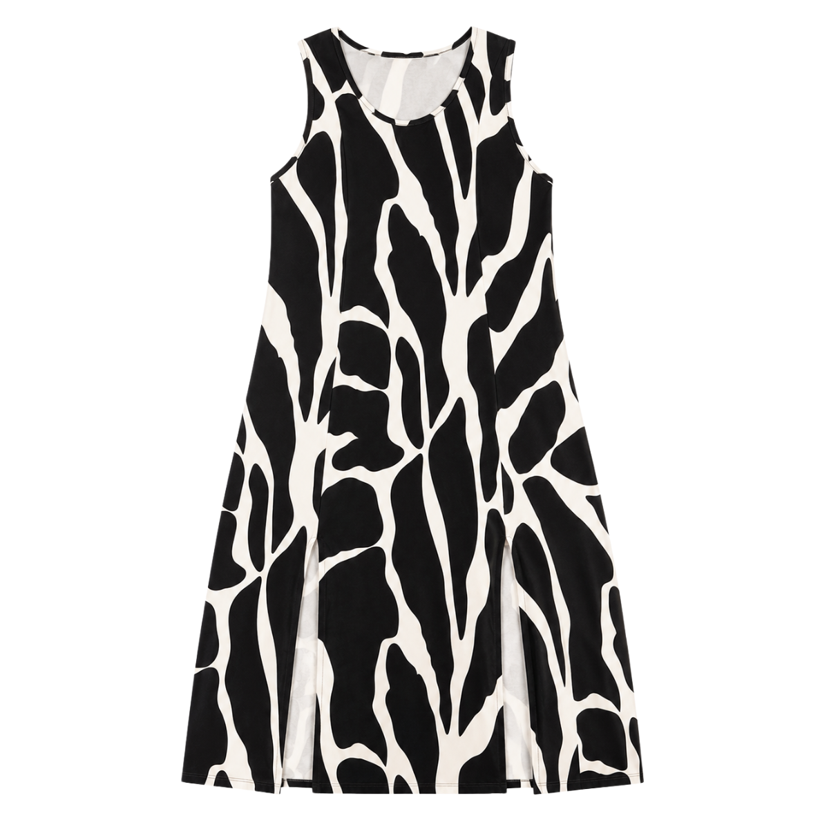 Vestido Midi Plus Size Regata Com Fenda Viscolycra Marrom