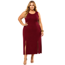 Vestido Midi Plus Size Regata Com Fenda Viscolycra Vinho