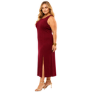 Vestido Midi Plus Size Regata Com Fenda Viscolycra Vinho