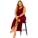 Vestido Midi Plus Size Regata Com Fenda Viscolycra Vinho