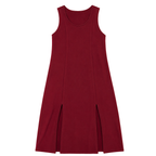 Vestido Midi Plus Size Regata Com Fenda Viscolycra Vinho